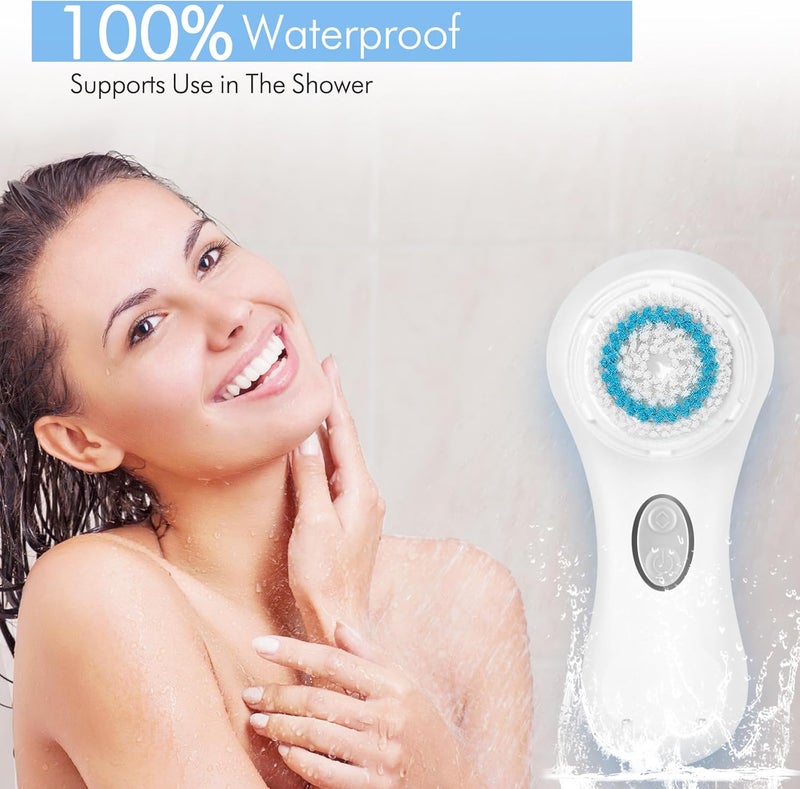 Microtree Electric Facial Cleansing Brush, Sonic Vibrating Rechargeable Face Scrubber Exfoliator, 2 Speeds for Gentle Clean, Face Brushes for Cleansing, Waterproof Face Wash Brush - Image 5
